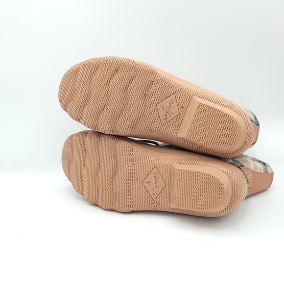 Sperry Saltwater Plaid Wool Duck Boots Tan Waterproof Winter women's size 8 - Picture 5 of 9